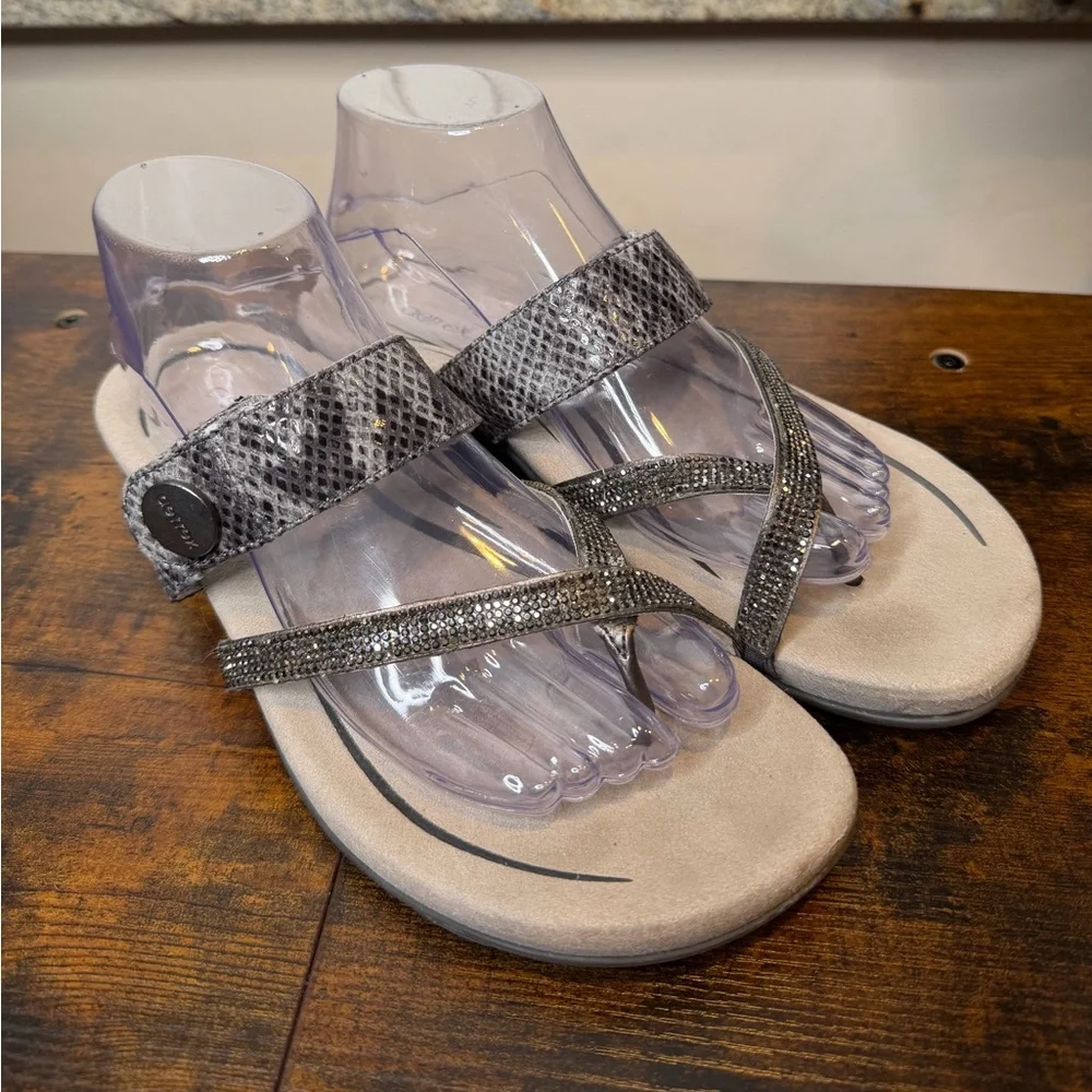 Aetrex Women's Izzy Sparkle Orthopedic Slide Sandals for Women Casual Size 10